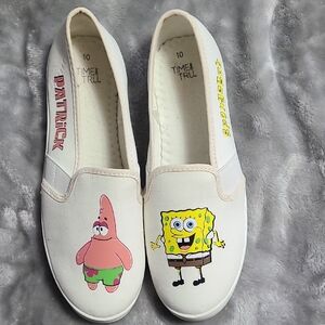 Time and Tru White Flats with Cartoon Design